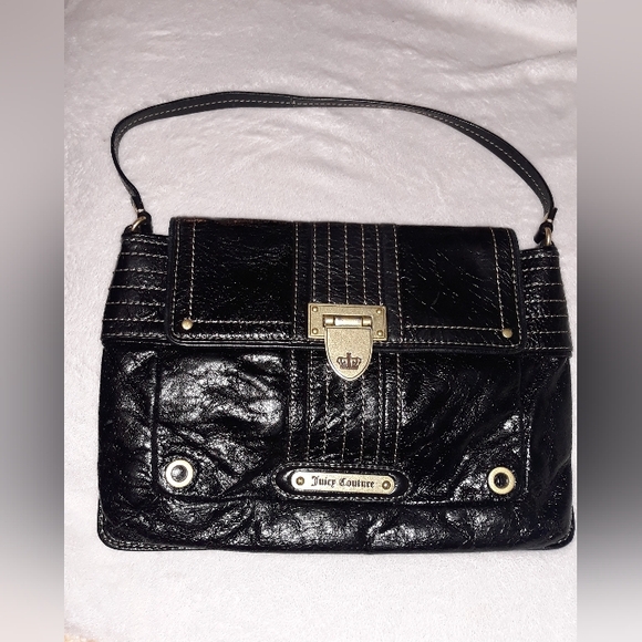Genuine Juicy Couture Black Leather Mini Bag Clutch Wallet Purse - Picture 1 of 14